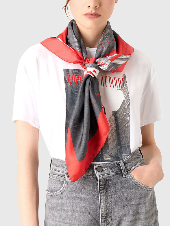 Square scarf with logo print - 2