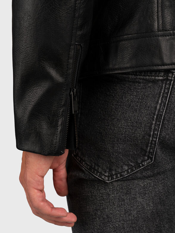 Black biker jacket in eco leather - 3