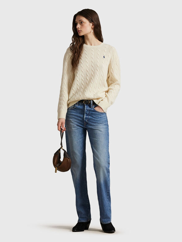 Cable wool-cashmere crewneck jumper - 2