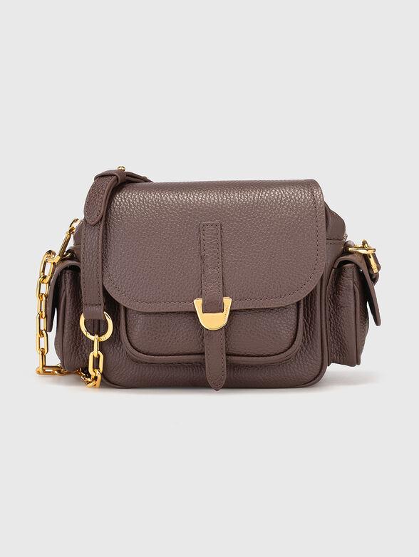 Leather crossbody bag with gold details - 1