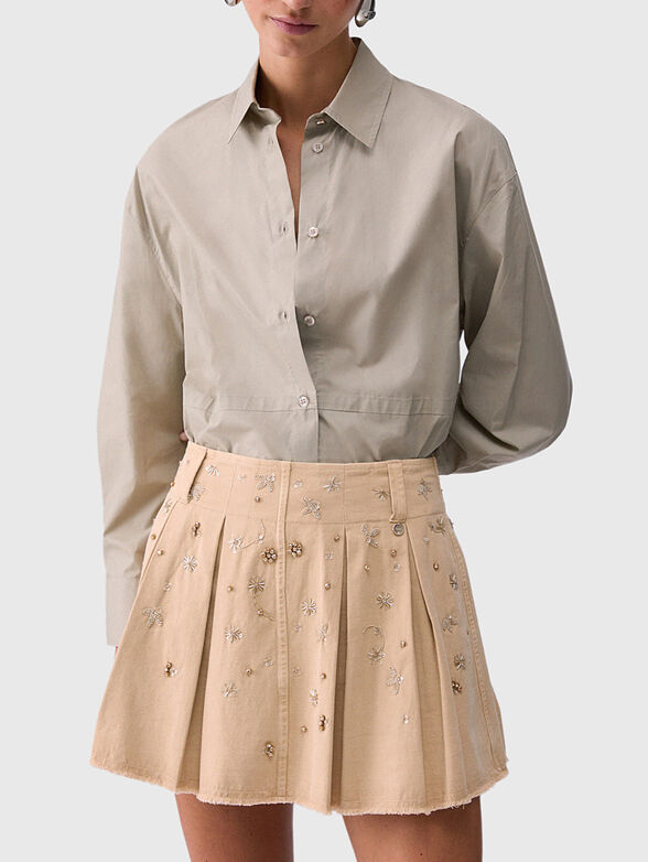 Cotton shirt with drawstring waist - 1