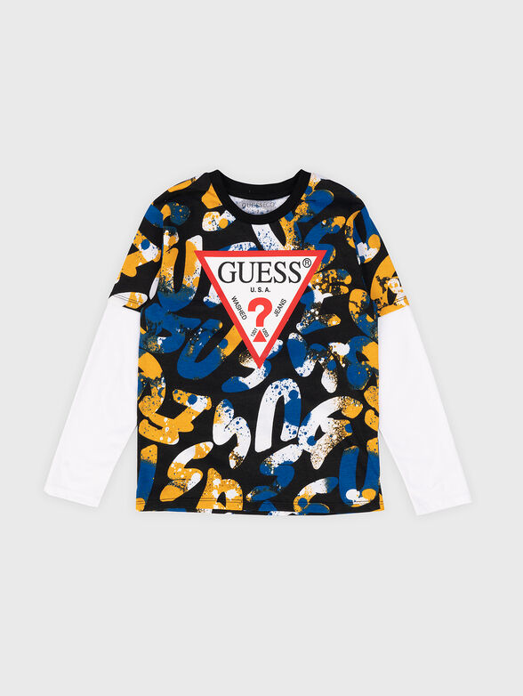 Blouse with print and triangular logo accent  - 1