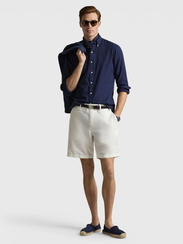 Cotton and linen shorts - 4