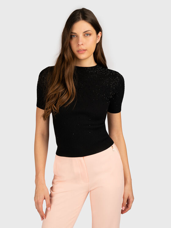 Блуза ALDA от рипс с апликирани кристали - 1