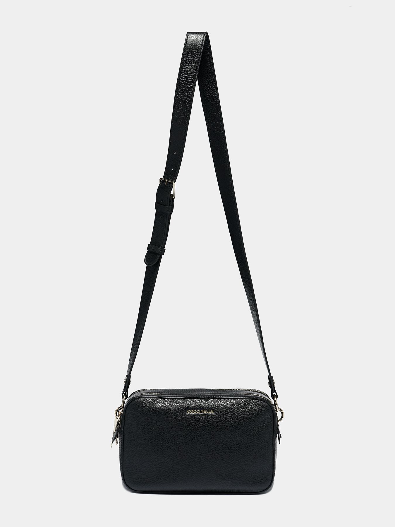 ALPHA Black leather crossbody bag brand COCCINELLE Globalbrandsstore en
