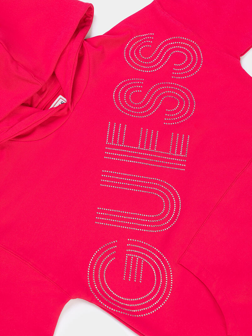 Sweatshirt with appliqué rhinestones logo - 3