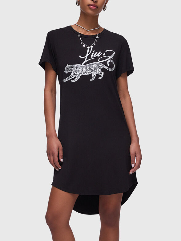 Black dress with animal print - 1