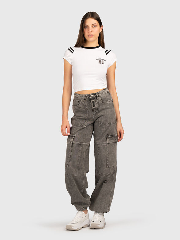 BABY T-shirt with logo print and contrasting stripes - 1