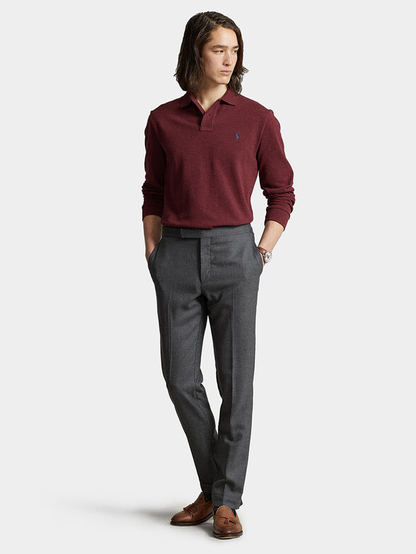 Long sleeve polo shirt in bordeaux color - 4