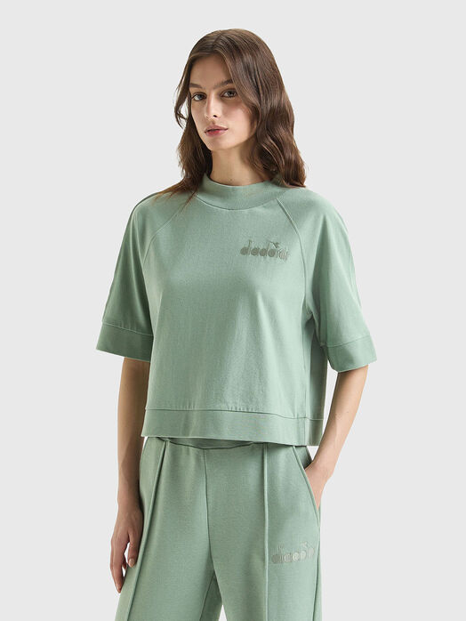 Черна памучна тениска с бродирано лого