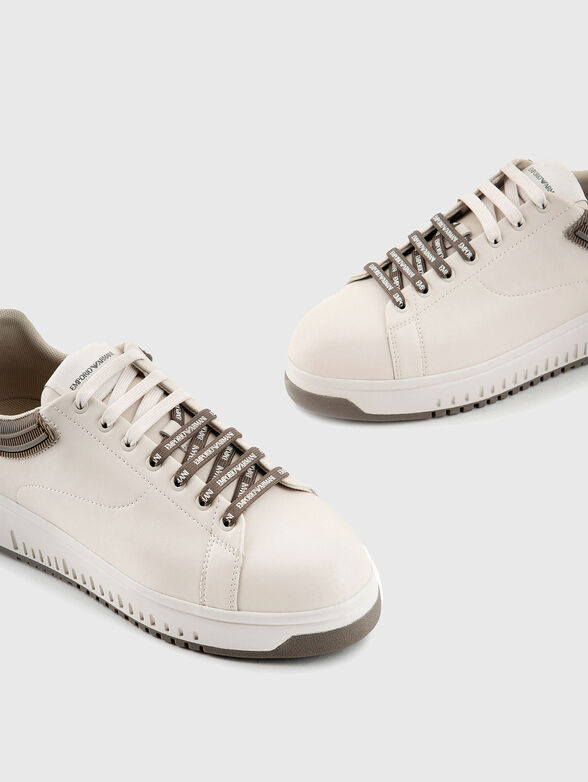 Leather sneakers with logo detail in white color - 4