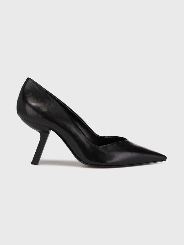 Leather shoes with accent heel - 1