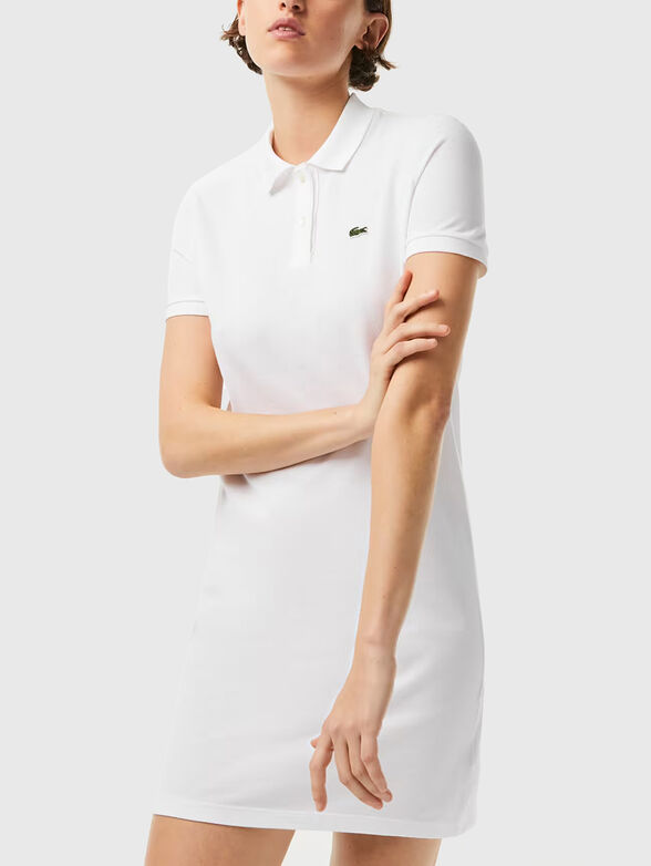 Dark blue piqué knit polo dress - 3