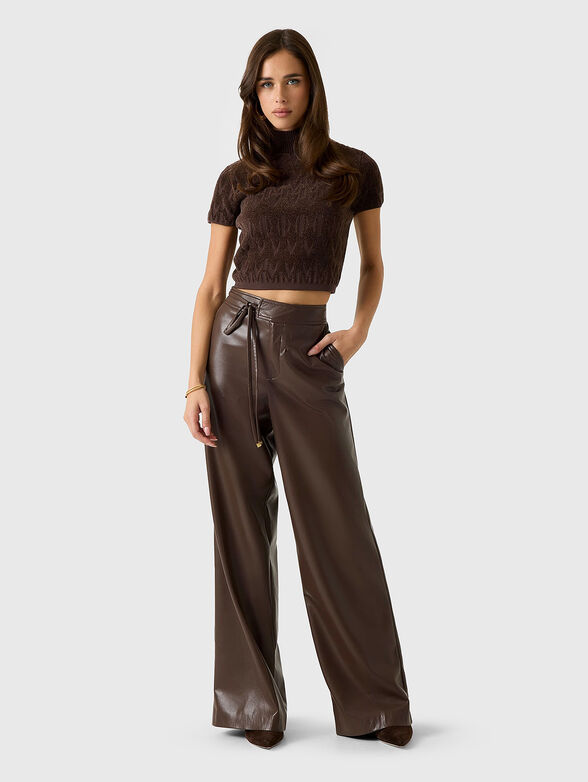GLADYS faux leather wide leg trousers - 4