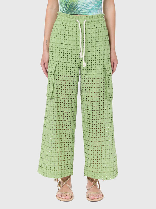 Perforated pants in green 
