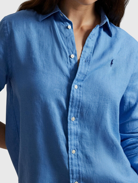 Linen shirt with logo detail - 4