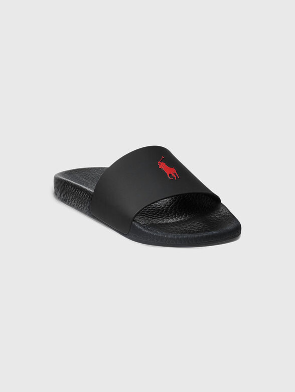 Slippers in black with contrasting logo - 2
