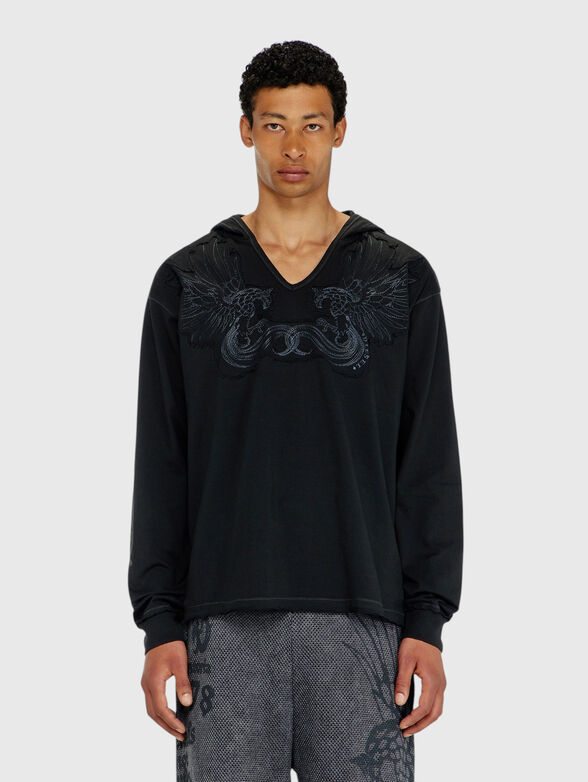 Hoodie with a V-neck and embroidered - 1