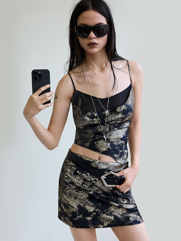 Draped satin mini skirt - 3