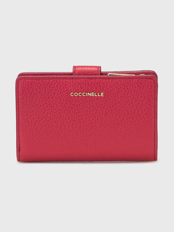 Портмоне от естествена кожа със златисти детайли - 1