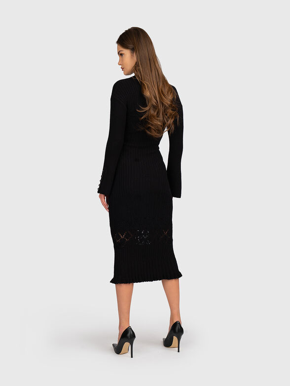 Knitted midi dress with accent sleeves - 2