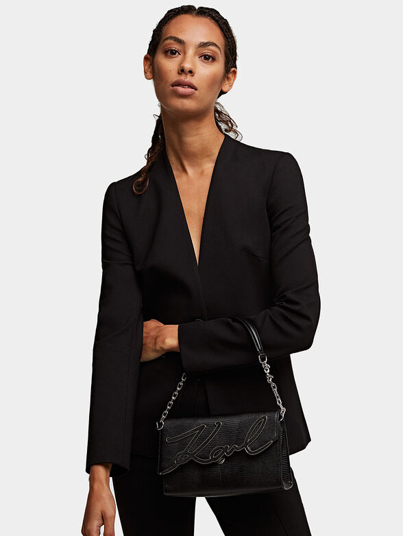 Leather bag with accentuating logo K/SIGNATURE - 3