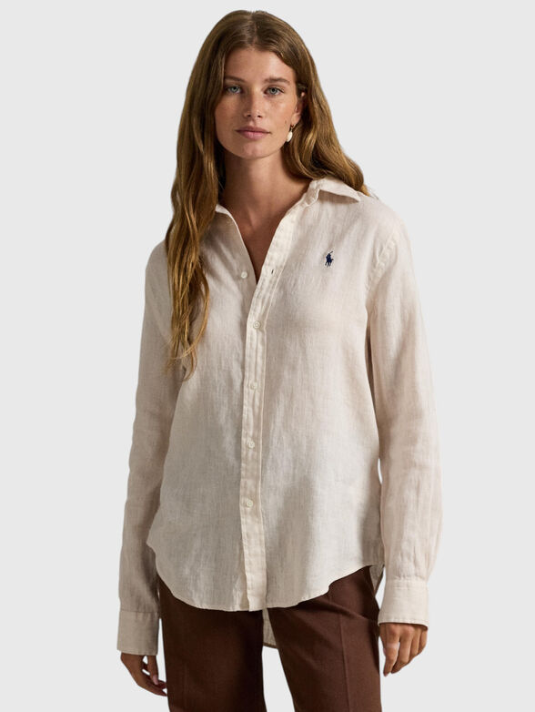 Linen shirt with embroidered logo - 1
