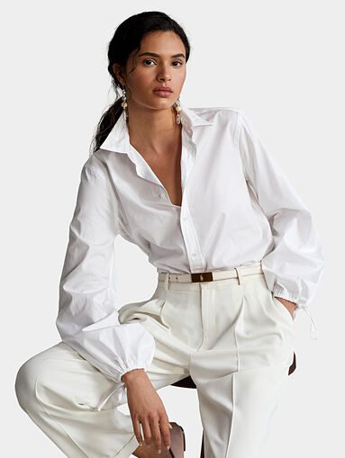 Cotton shirt with laces on the sleeves - 5