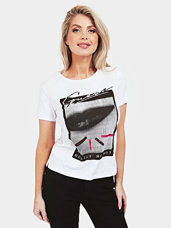 MILENA Black t-shirt with sequin logo - 1