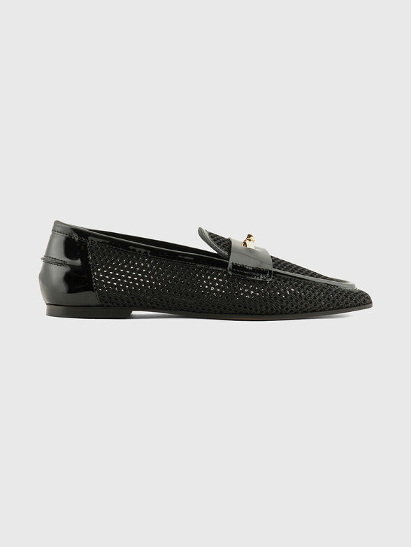Black loafers with gold accent - 1