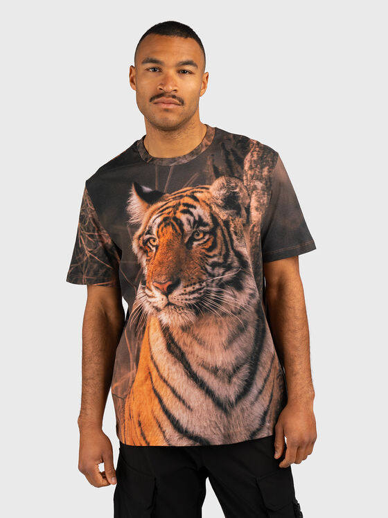 Cotton T-shirt with animal print - 1