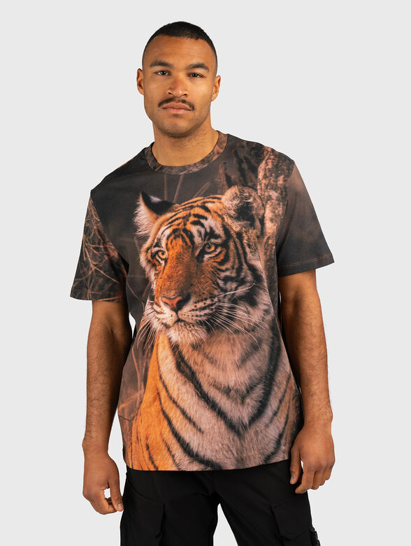Cotton T-shirt with animal print - 1
