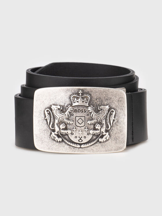 Leather belt with logo buckle - 1