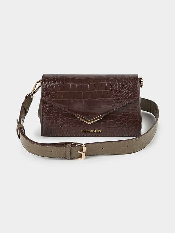 MACY brown crossbody bag with crocodile texture - 1