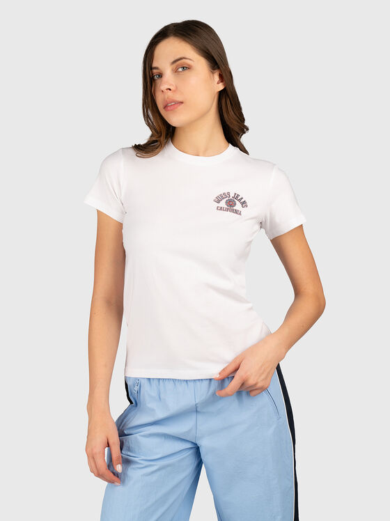 T-shirt with oval neckline and logo print - 1