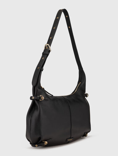 Leather shoulder bag with gold details - 3