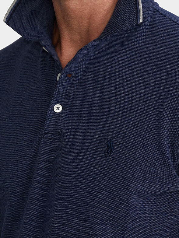 Blue polo-shirt with long sleeve - 3
