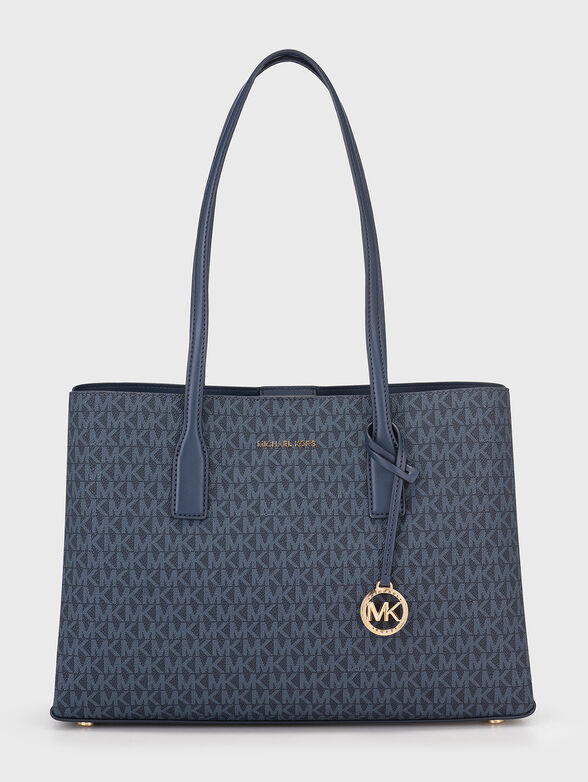 Monogram logo print bag in dark blue - 1