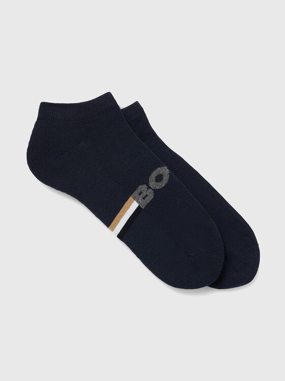 Къси тъмносини чорапи с лого - 1