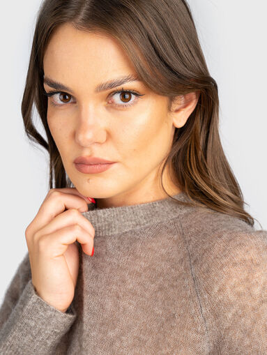 Sweater with translucent sheer and oval neckline - 4