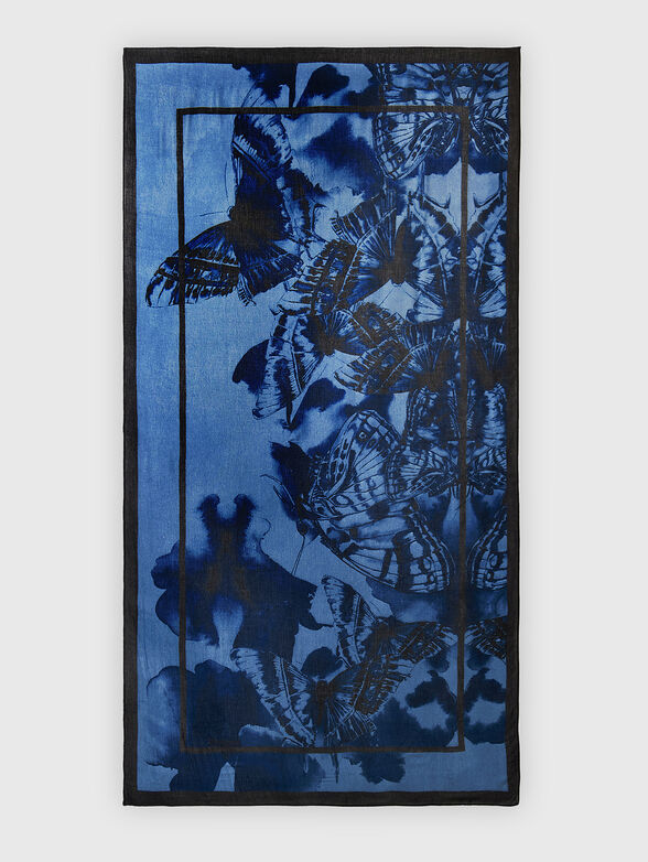 Scarf with print in blue colour - 3