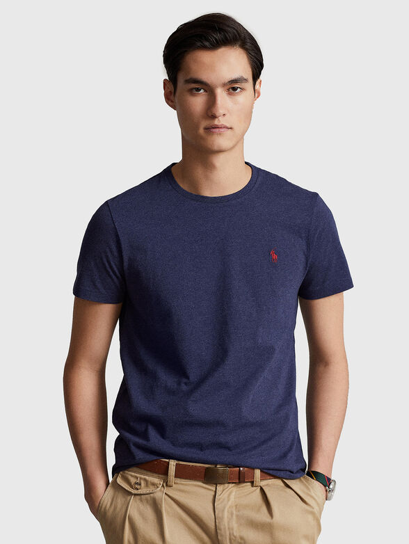 Cotton T-shirt with contrast logo embroidery - 1