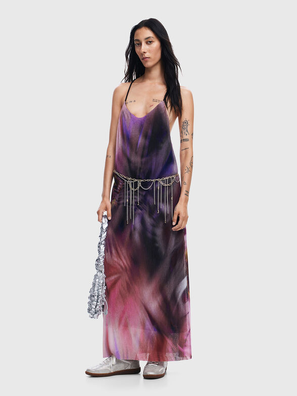 Pleated dress with floral print - 1