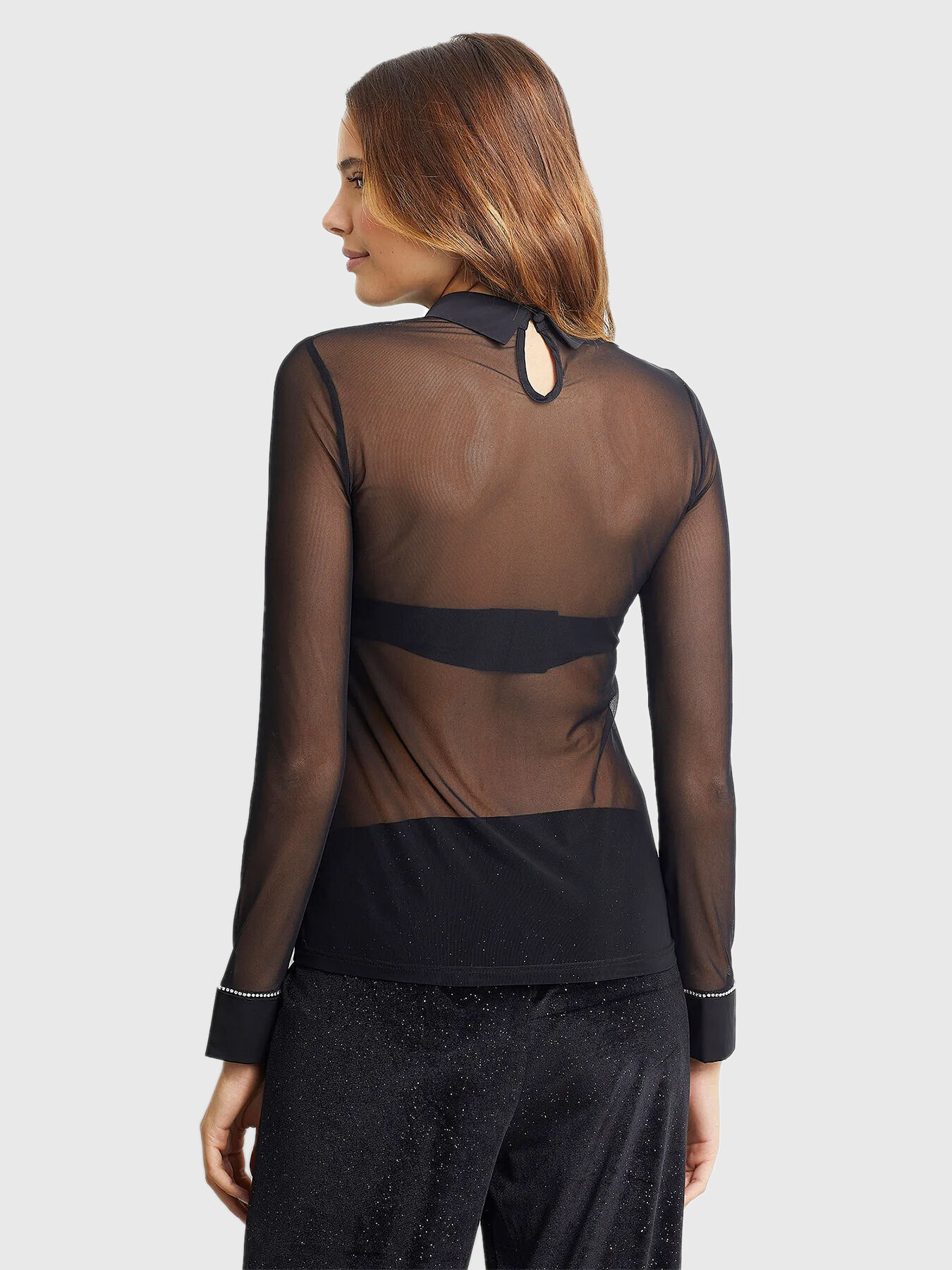 XMAS PARTY blouse with sheer effect brand YAMAMAY