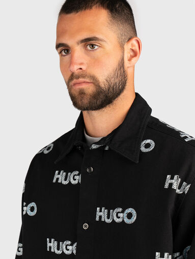 Denim shirt with logo print - 4