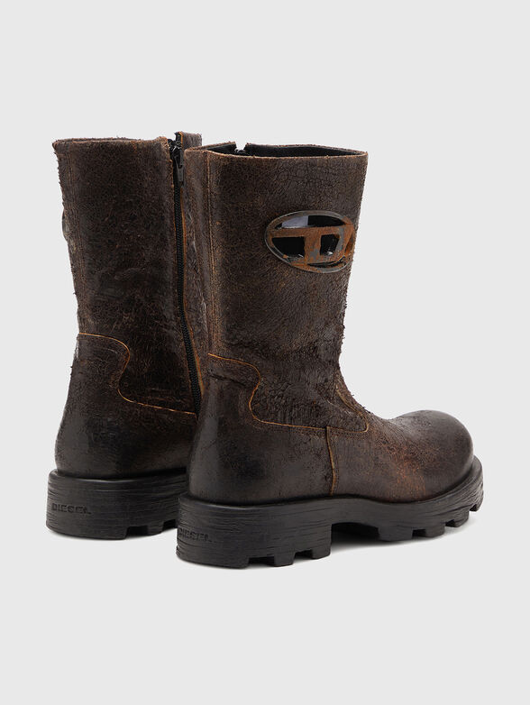 D-HAMMER biker boots in distressed crackled suede - 3
