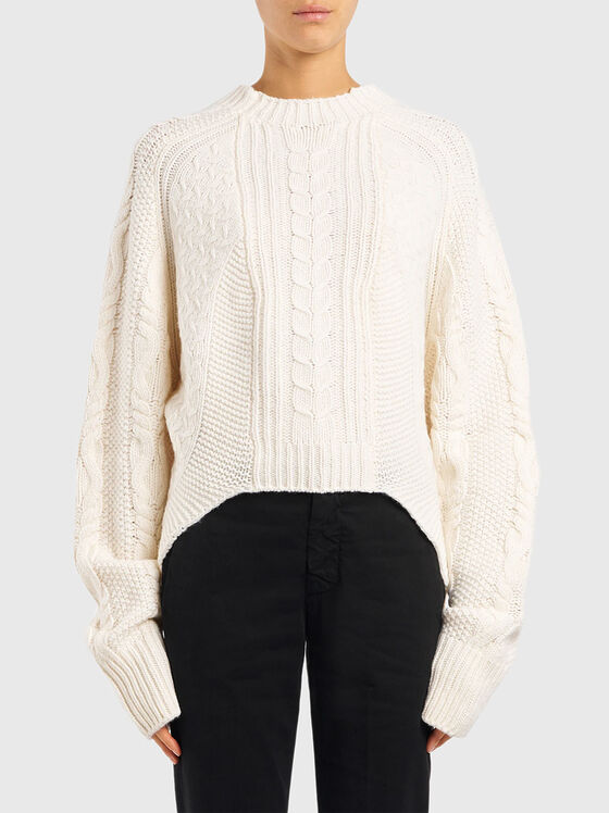 Оувърсайз вълнен пуловер с овално деколте - 1