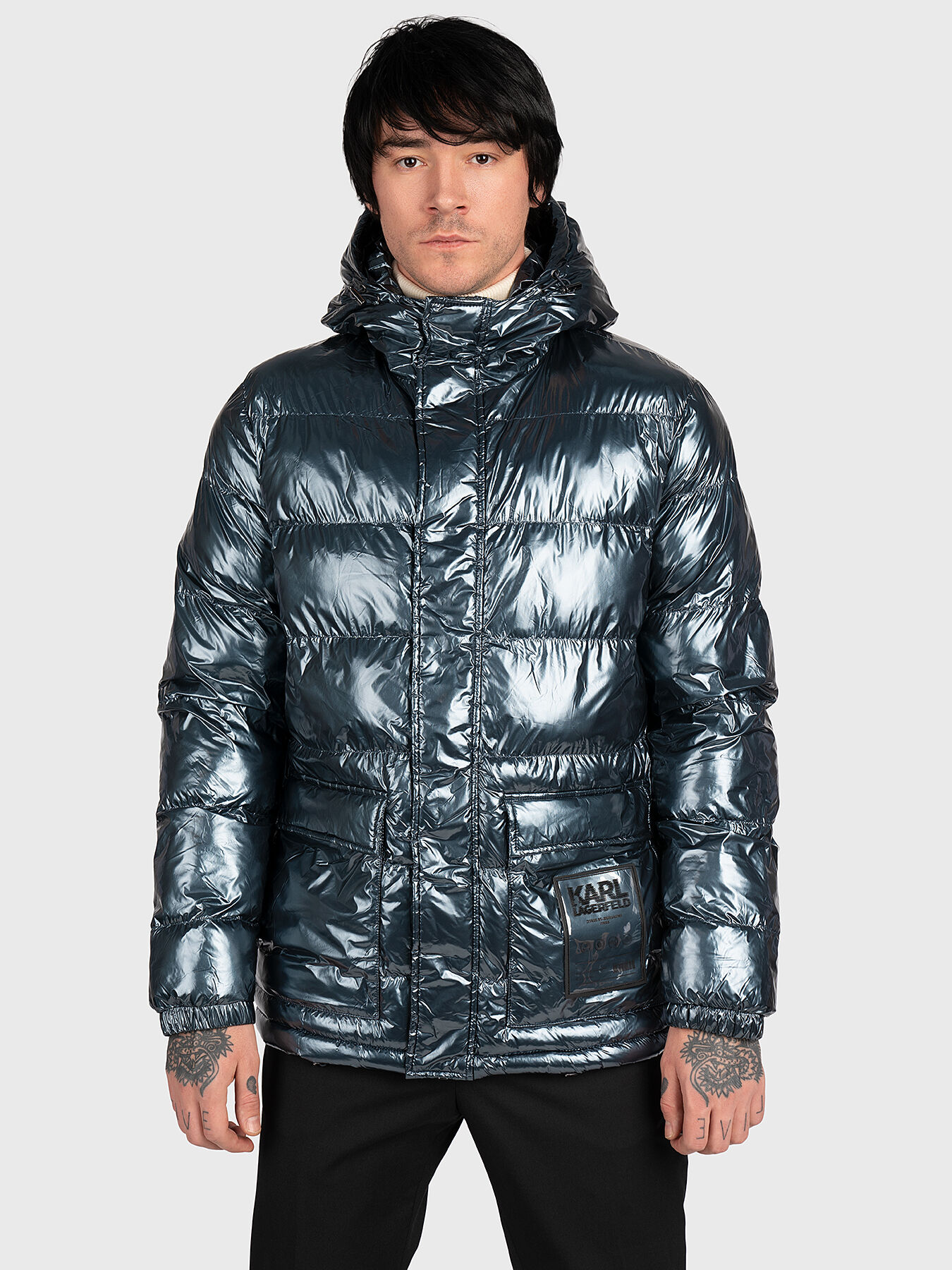 Metallic hooded jacket new arrivals