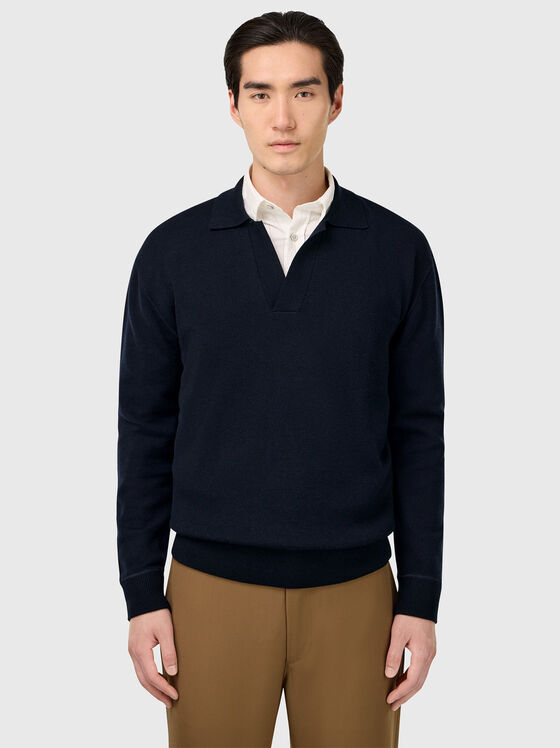 Плетен поло-шърт от вълна и кашмир - 1