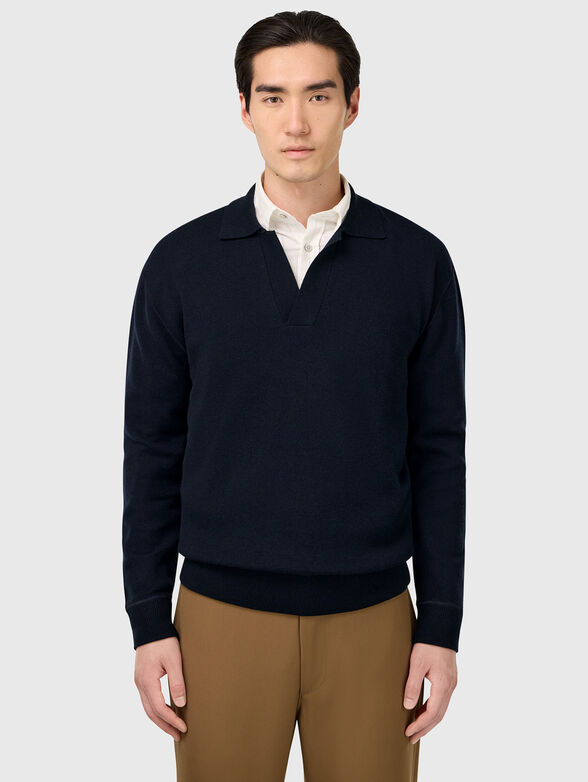 Knitted wool and cashmere polo shirt - 1